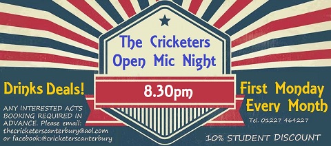Cricketers open mic - first monday